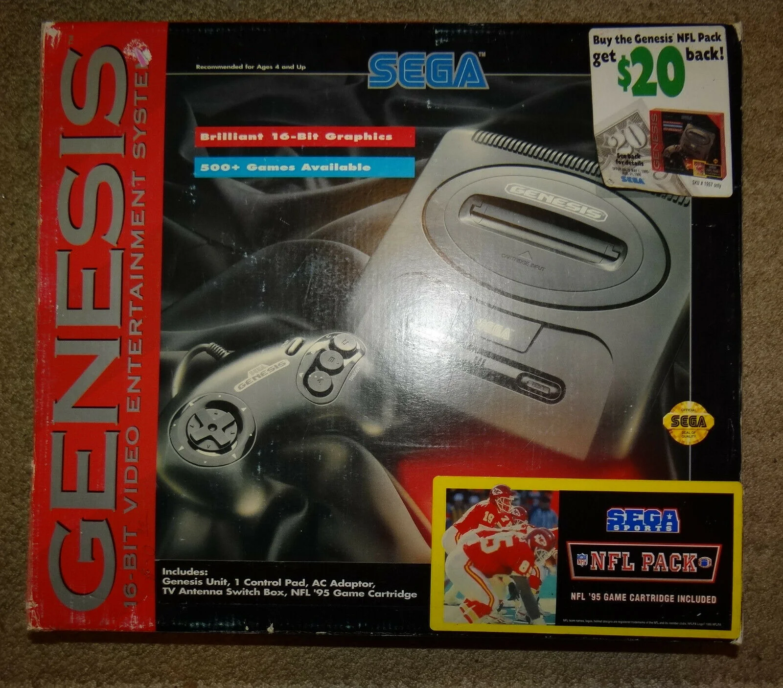  Sega Genesis Model 2 Sega Sports NFL Pack