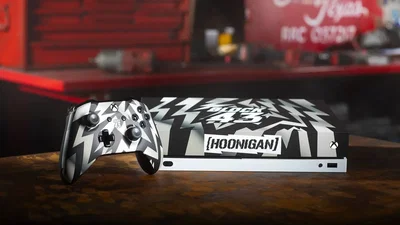 Microsoft Xbox One X Hoonigan Block 43 Black and White Console
