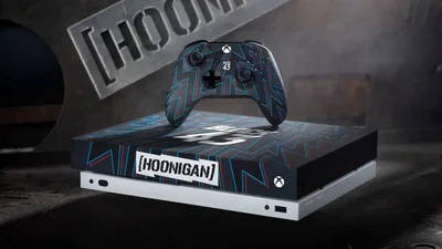 Microsoft Xbox One X Hoonigan Block 43 Black and Blue/Red Console