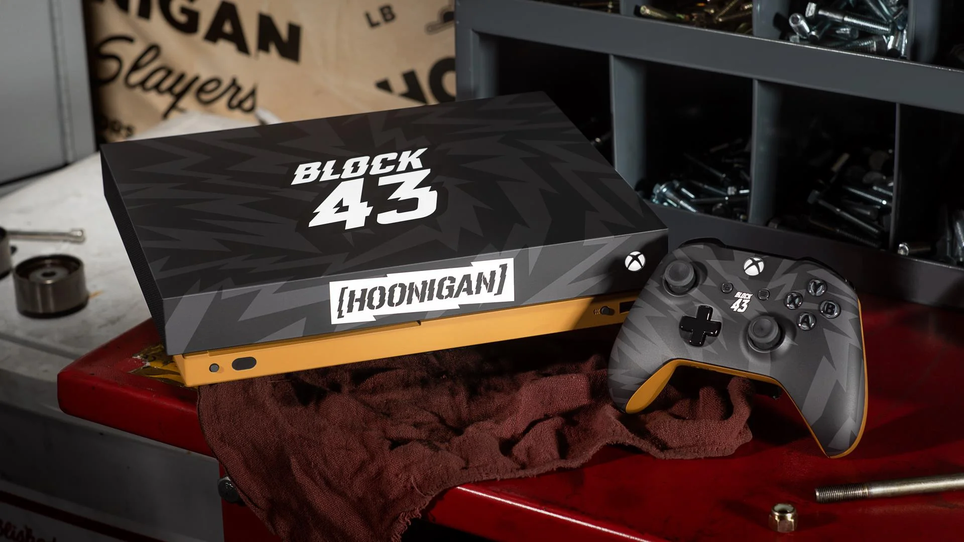  Microsoft Xbox One X Hoonigan Block 43 Black and Orange Console
