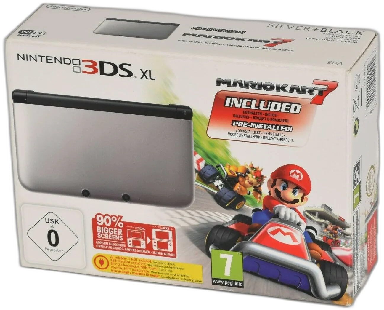  Nintendo 3DS XL Mario Kart 7 Grey Bundle