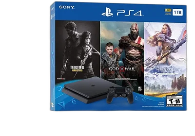 Sony Playstation 4 Slim The Last of Us Remastered + God of War + Horizon Zero Dawn Bundle