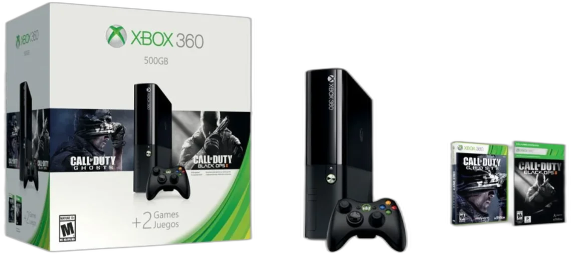  Microsoft Xbox 360 E 500GB CoD BO2 + Ghosts Bundle
