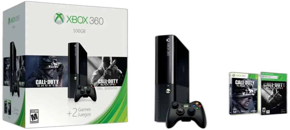 Xbox 360 500GB Special Edition Blue Console Bundle with Game Downloads of  Call of Duty Ghosts and Call of Duty Black Ops 2