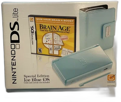 Nintendo DS Lite Ice Blue Brain Age Bundle