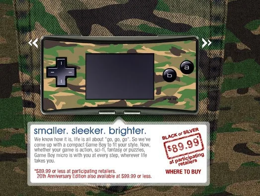  Nintendo Game Boy Micro Camouflage Faceplate