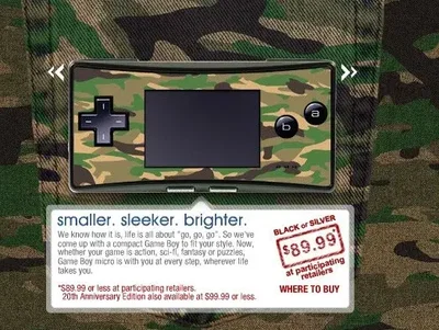 Nintendo Game Boy Micro Camouflage Faceplate