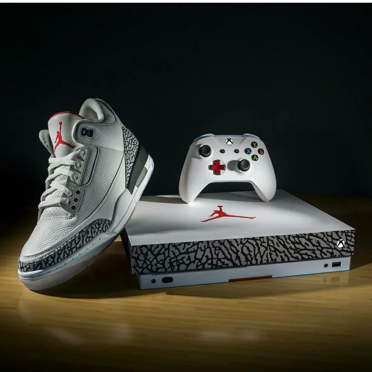  Microsoft Xbox One X Air Jordan III Black Cement Console