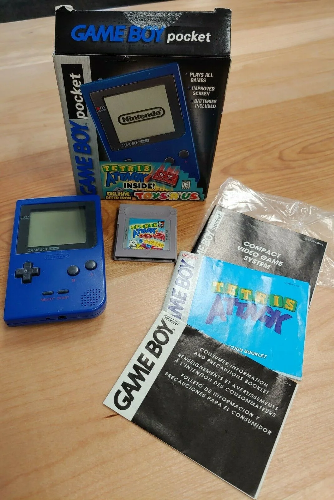  Nintendo Game Boy Pocket Tetris Attack Blue Bundle