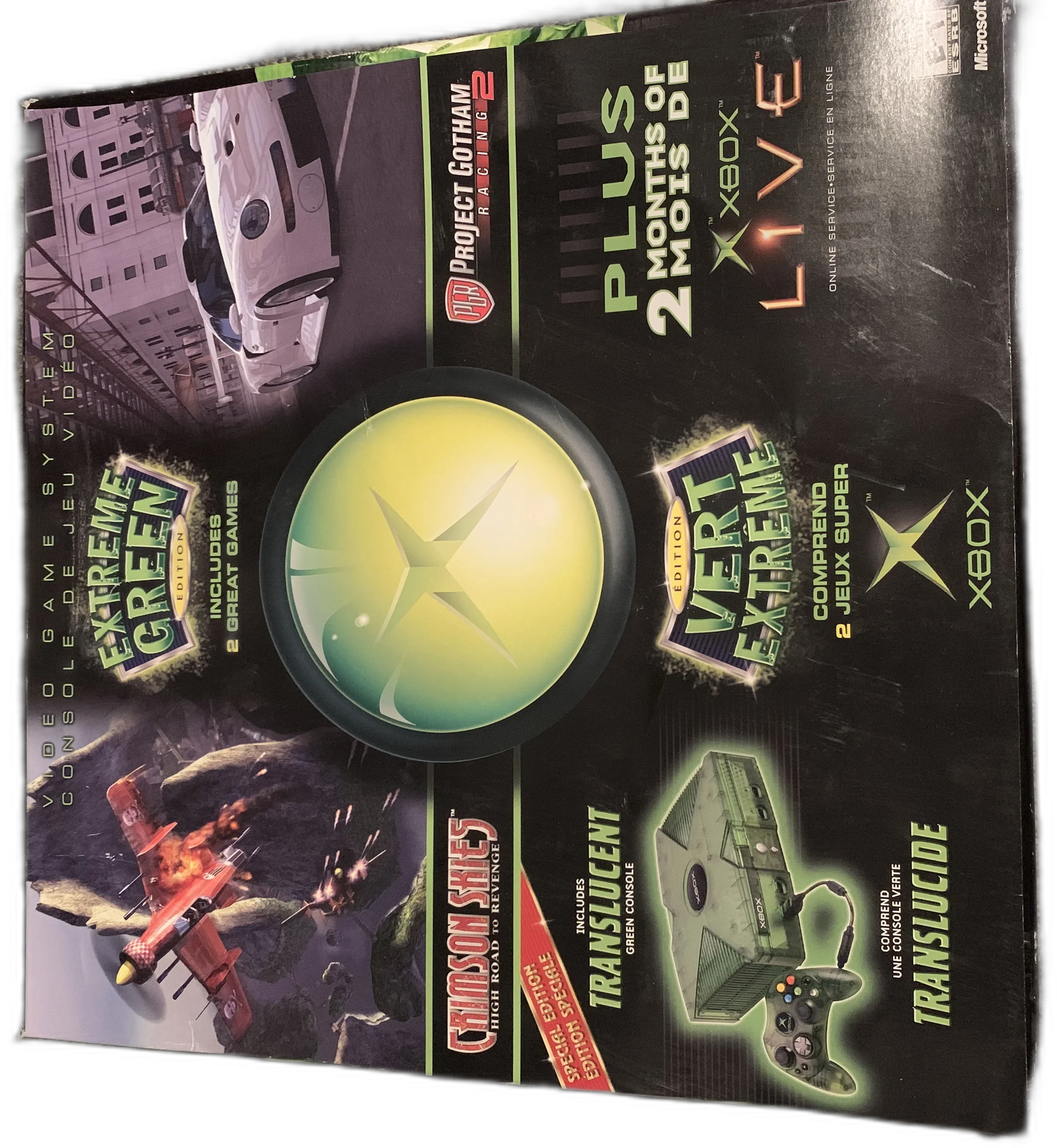  Microsoft Xbox Crimson Skies + Project Gothem 2 Extreme Green Bundle