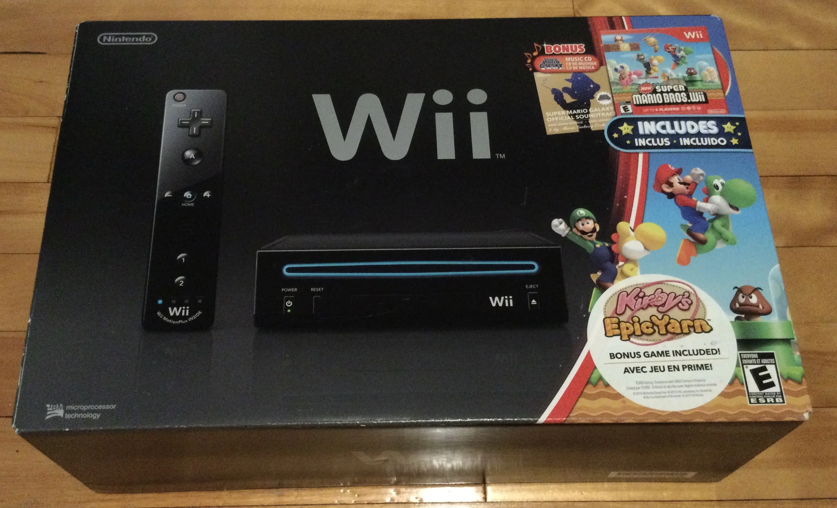  Nintendo Wii New Super Mario Bros. Kirby Epic Yarn Black Bundle