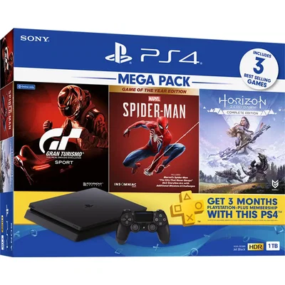 Sony PlayStation 4 Slim Gran Turismo Sport + Spider-Man GOTY + Horizon Bundle