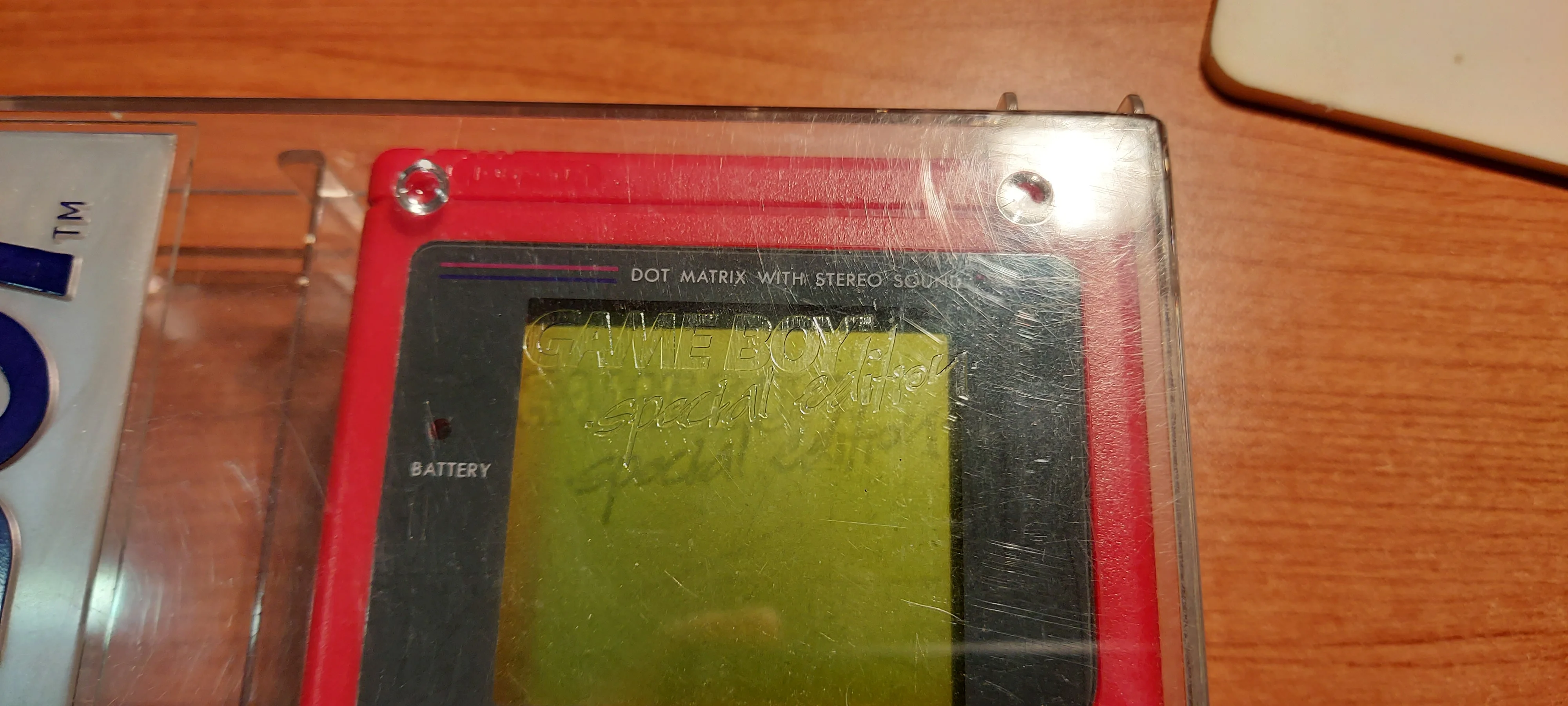  Nintendo Game Boy Red Console - Grundig Clear Case Bundle
