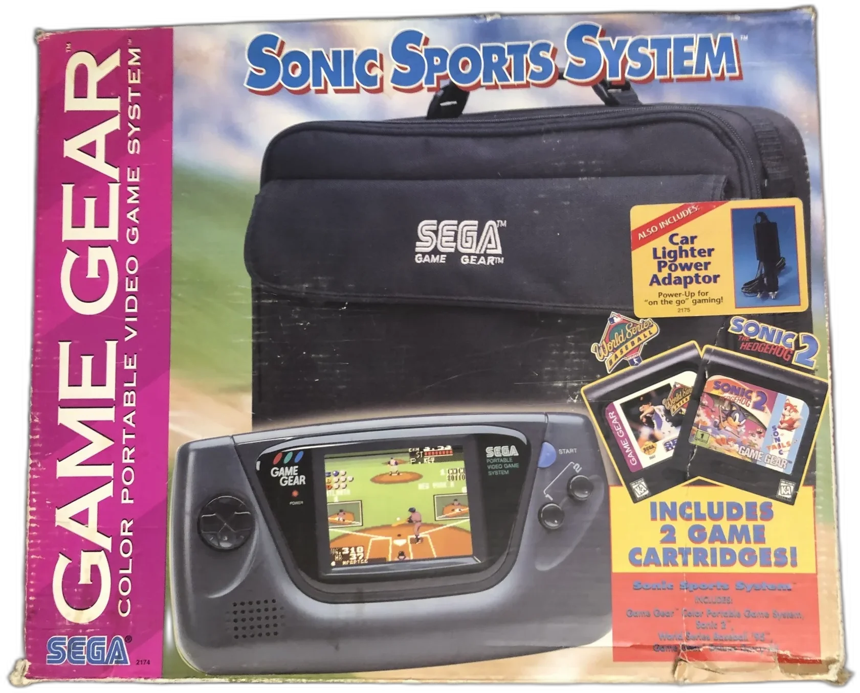  Sega Game Gear Sonic Sports System w/cigarette lighter Adapter Console