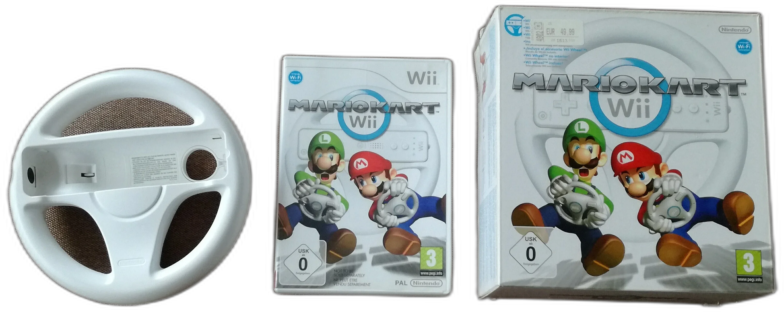  Nintendo Wii Wheel + Mario Kart Wii Bundle