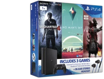  Sony PlayStation 4 Slim Uncharted 4 + No Man&#039;s Sky + Bloodborne Bundle