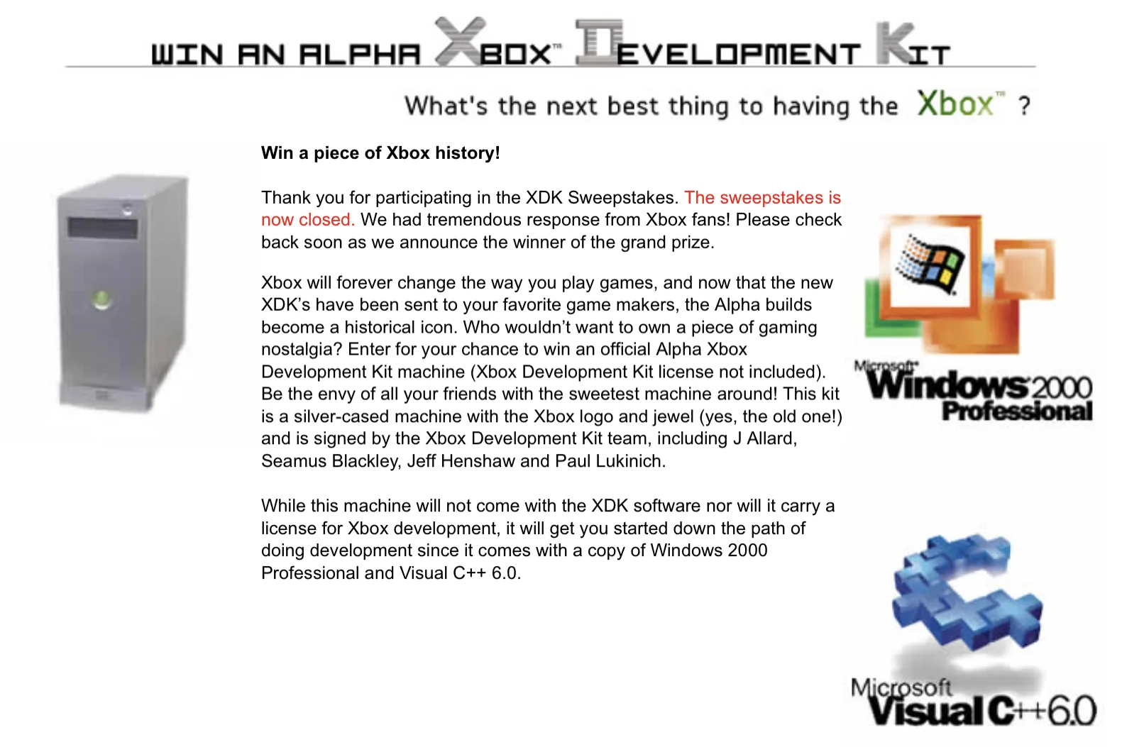  Xbox Alpha Kit XDK Team Giveaway console