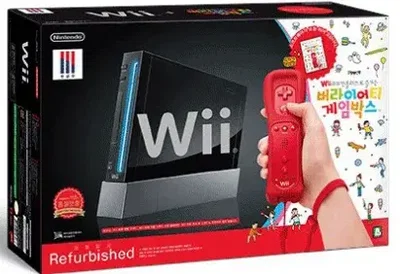 Nintendo Wii Black Console Refurbished Wii Play Motion Bundle [KOR]