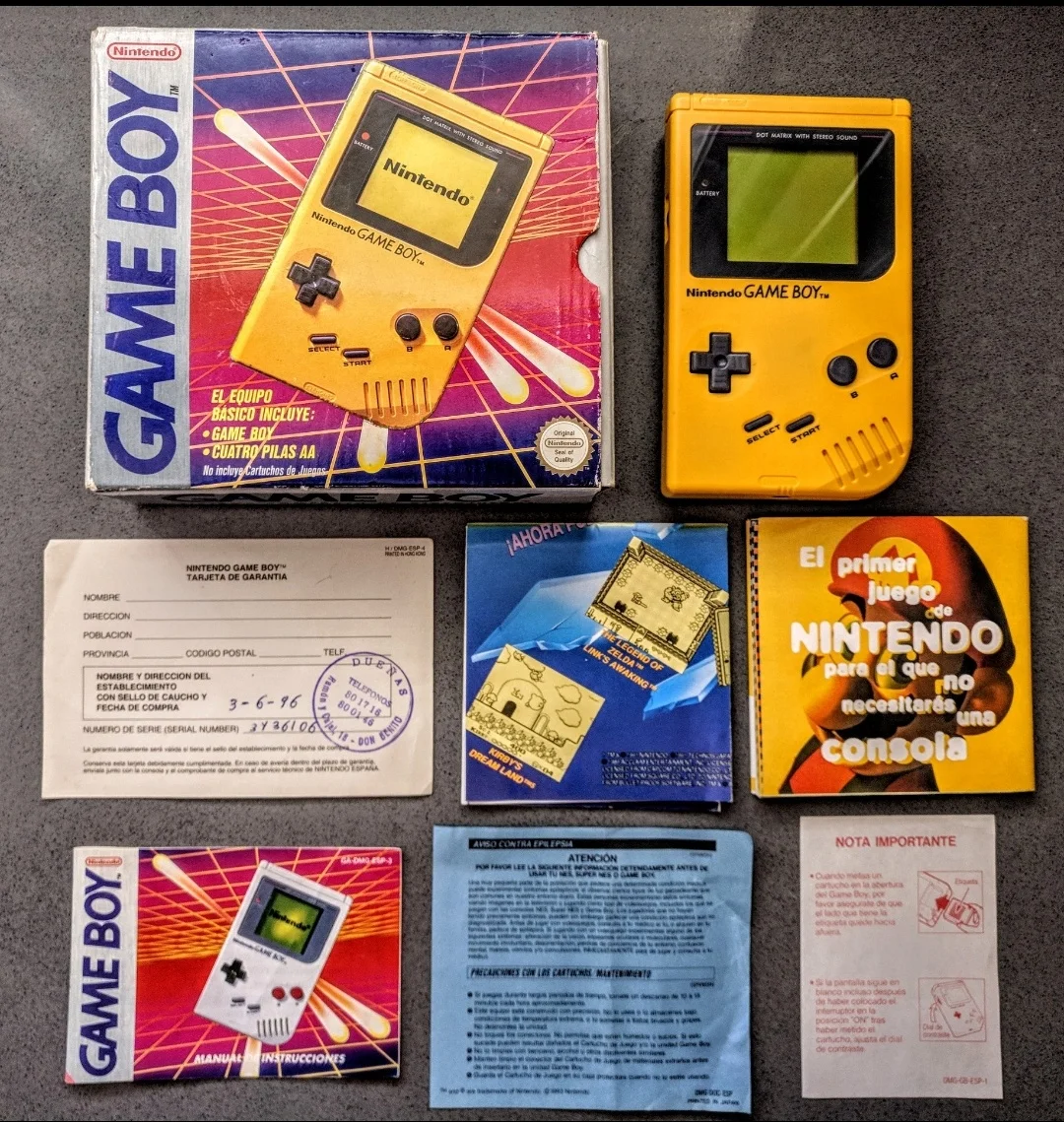  Nintendo Game Boy Classic Yellow Sticker Console