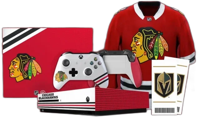  Microsoft Xbox One S NHL Chicago Blackhawks Console