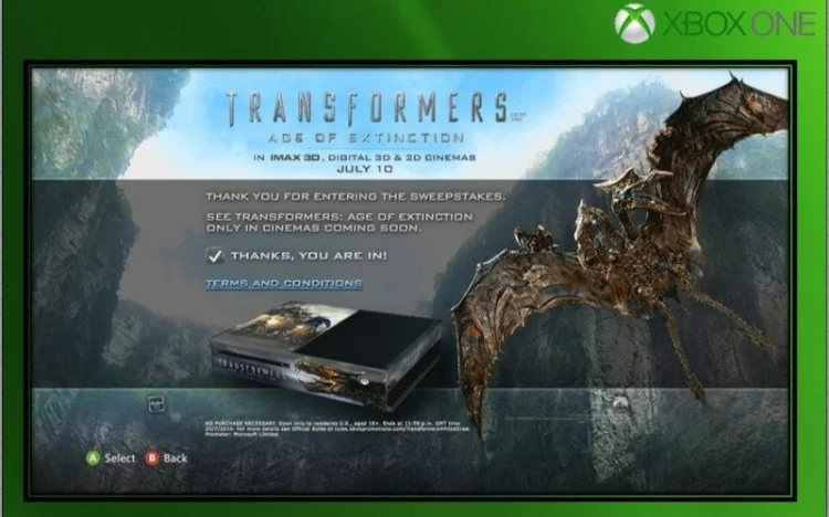  Microsoft Xbox One Transformers Age of Extinction Console