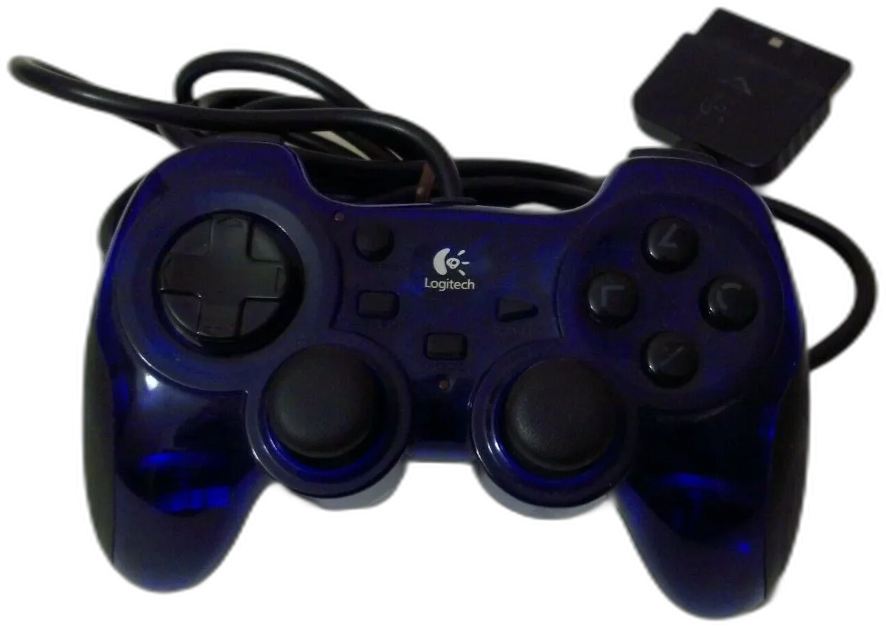  Logitech PlayStation 2 Clear Blue Mini Controller
