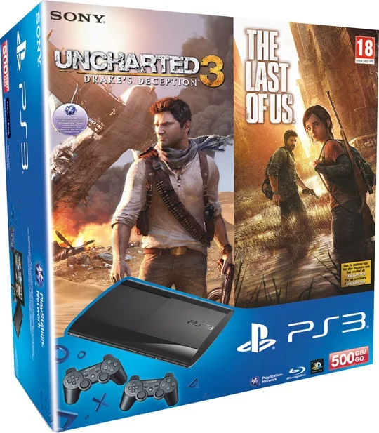  Sony PlayStation 3 Slim Uncharted 3 + The Last of Us Bundle