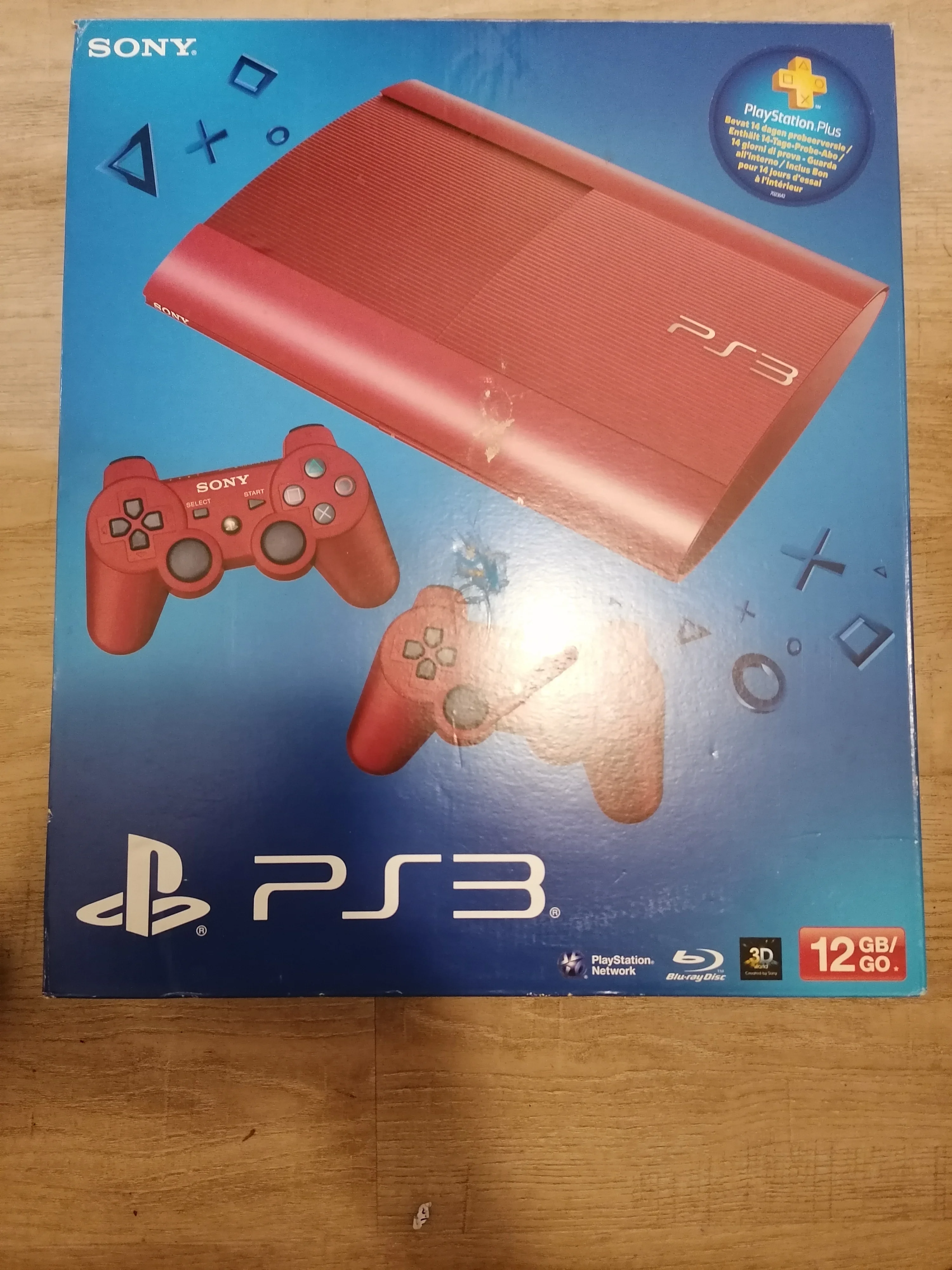  Sony PlayStation 3 Super Slim Garnet Red 2 Controller Bundle