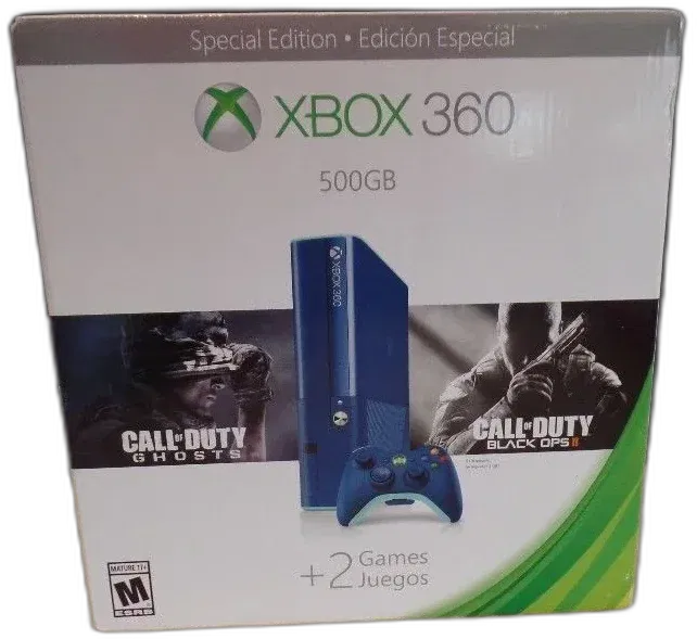 Restored Microsoft Xbox 360 E 500GB Call of Duty Bundle COD Ghosts Black  Ops II HDMI (Refurbished)