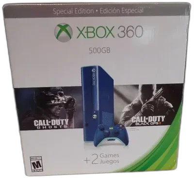 Microsoft Xbox 360 Super Slim Call of Duty Ghost + Black Ops II Blue Bundle