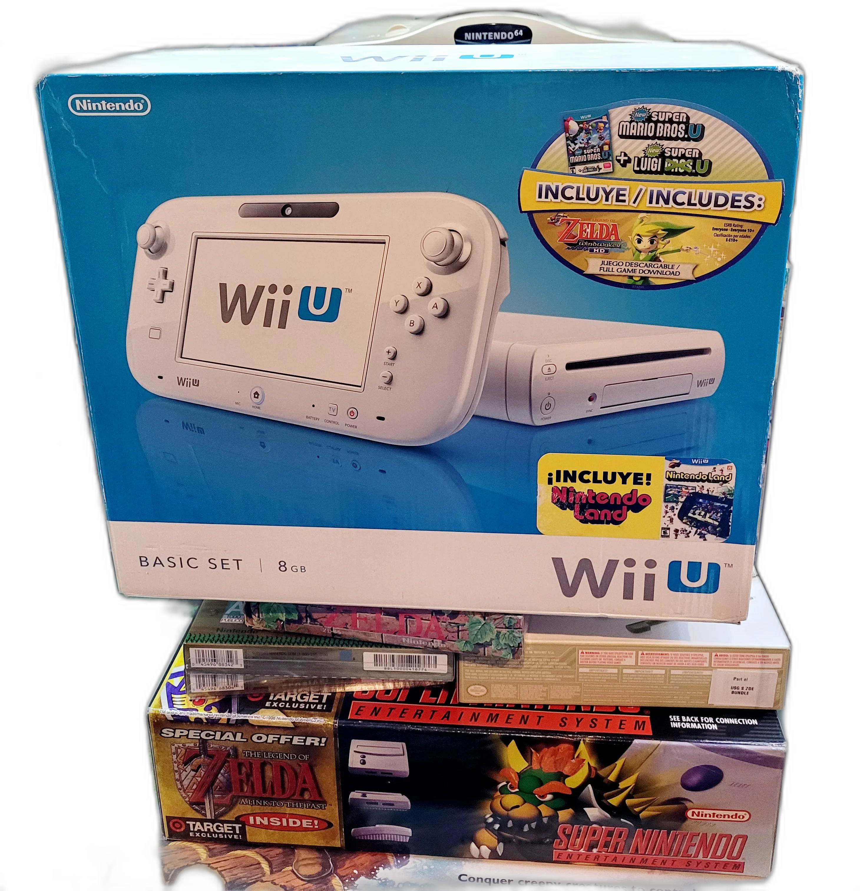  Nintendo Wii U Basic Set Windwaker &amp; Super Mario Bros U &amp; Nintendo Land Bundle
