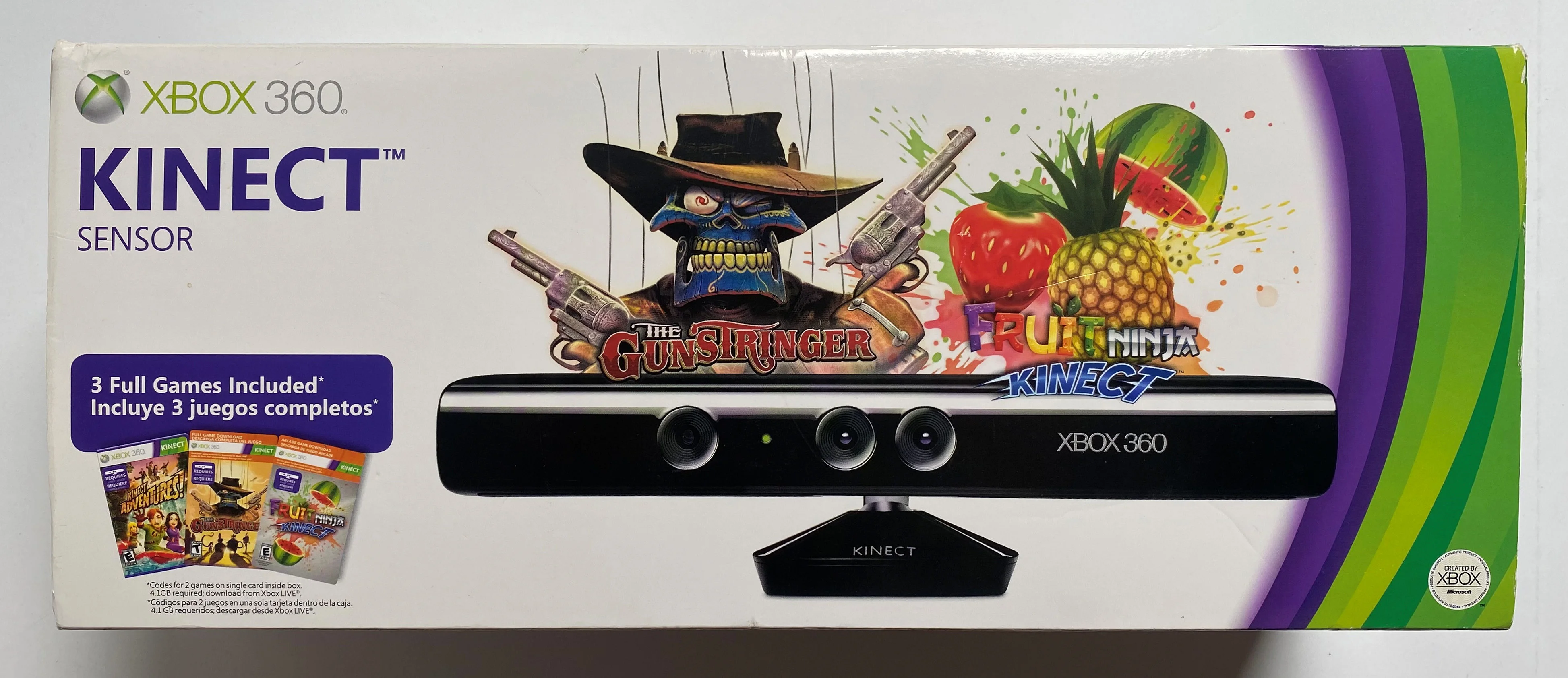  Microsoft Xbox 360 Kinect Fruit Ninja + Kinect Adventure Bundle