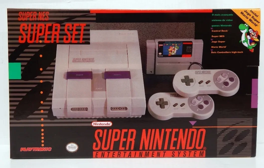  SNES Super Set 2 Controllers + Super Mario World Bundle [BR]