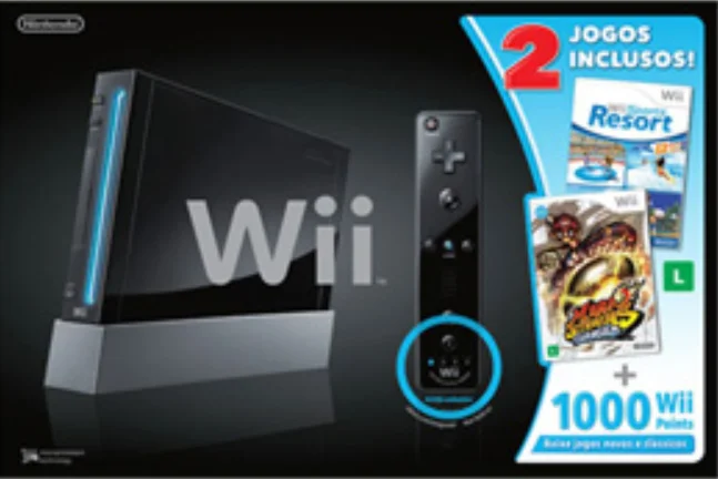  Nintendo Wii Sports Resort + Mario Strikers Black Bundle [BR]