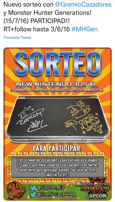 New Nintendo 3DS XL Monster Hunter Generations Signed Console