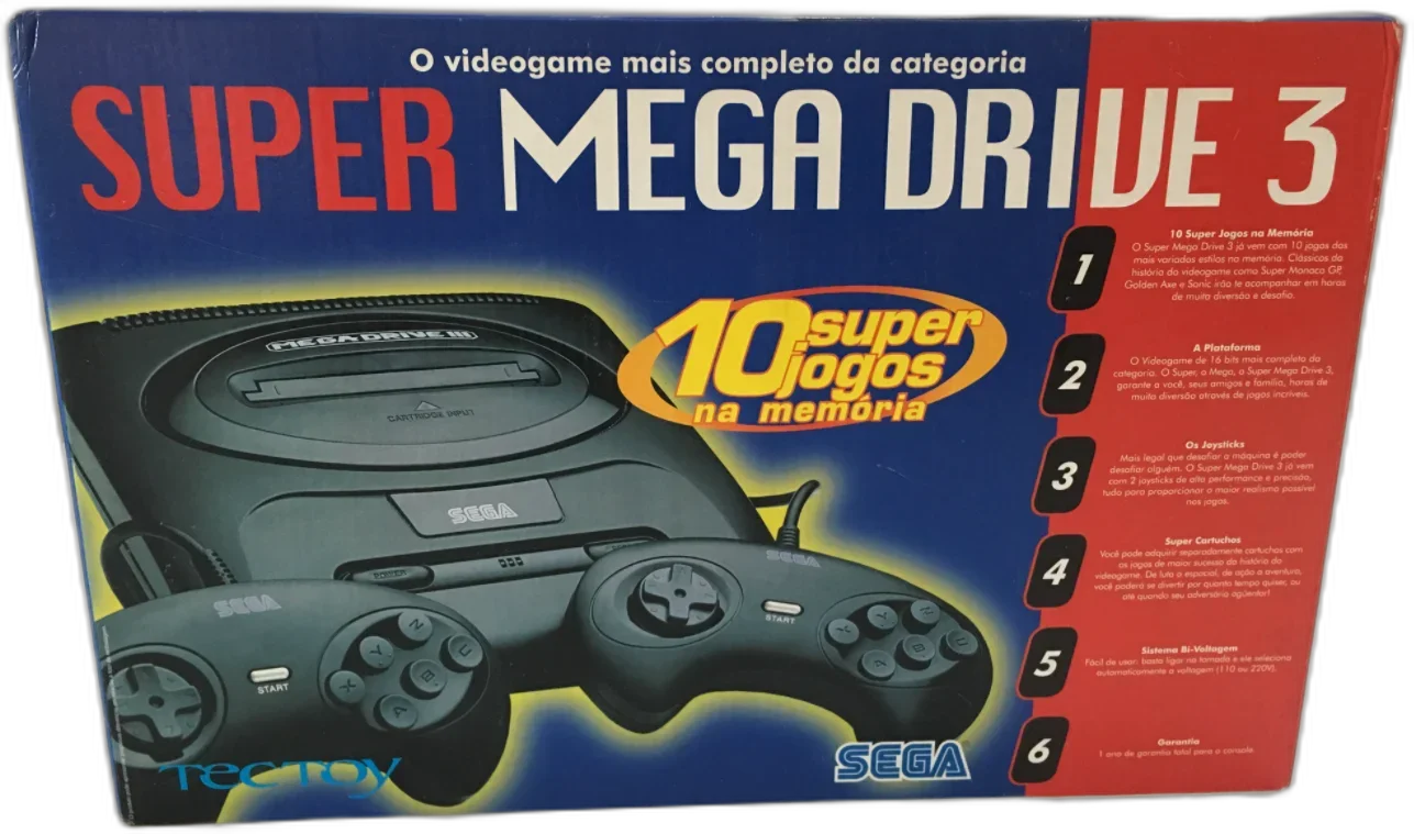  Tec Toy Super Mega Drive 3 10 Super Games and 2 Normal Controllers Bundle