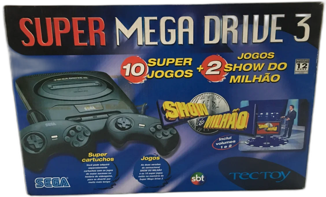  Tec Toy Super Mega Drive 3 10 Super Games + 2 Show Do Milhão Games Bundle