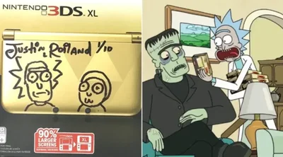 Nintendo 3DS XL Zelda Edition Signed+ by Justin Roiland Console