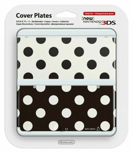  New Nintendo 3DS Black &amp; White Polka Dots Faceplate