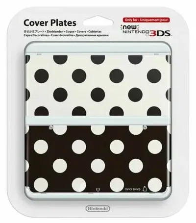 New Nintendo 3DS Black & White Polka Dots Faceplate