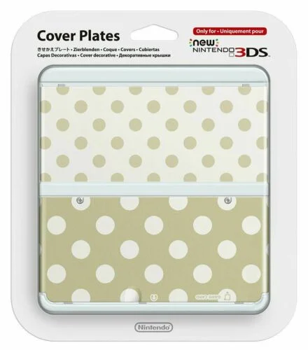  New Nintendo 3DS White &amp; Gold Polka Dots Faceplate