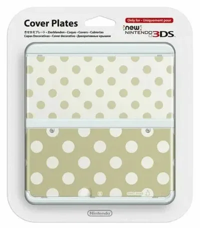 New Nintendo 3DS White & Gold Polka Dots Faceplate