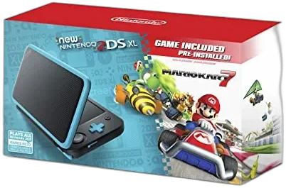  New Nintendo 2DS XL Black &amp; Turquoise Mario Kart 7 Bundle