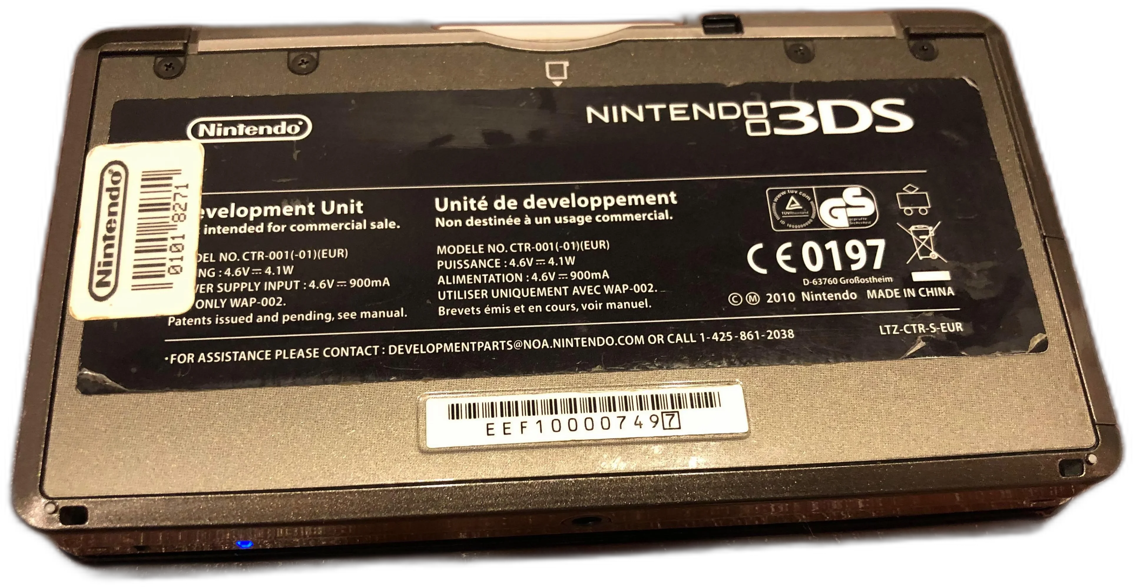 Balehval Martin Luther King Junior Bemærk venligst Nintendo of Europe Nintendo 3DS Development Unit - Consolevariations