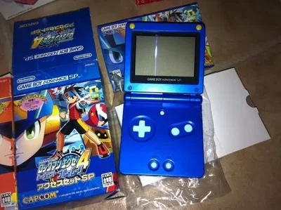 Nintendo Game Boy Advance SP Rockman EXE 4 Tournament Blue Moon Console