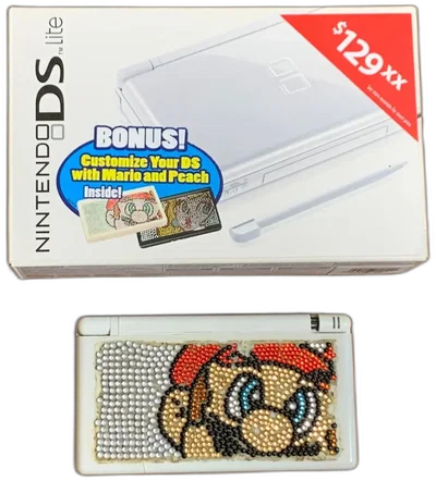 Nintendo DS Lite Mario and Peach Crystal Sticker White Bundle