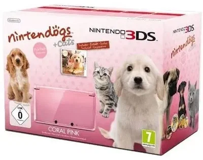 Nintendo 3DS Coral Pink Nintendogs Bundle