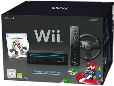 Nintendo Wii Mario Kart Black Bundle