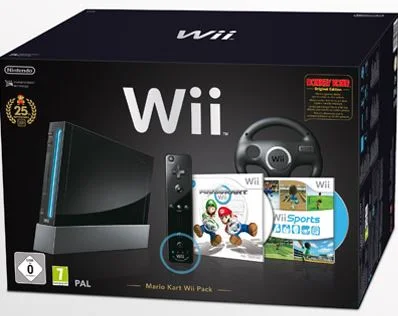 Nintendo Wii mario kart + wii sports black Bundle