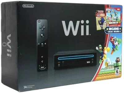 Nintendo Wii New Super Mario Bros. Black Bundle